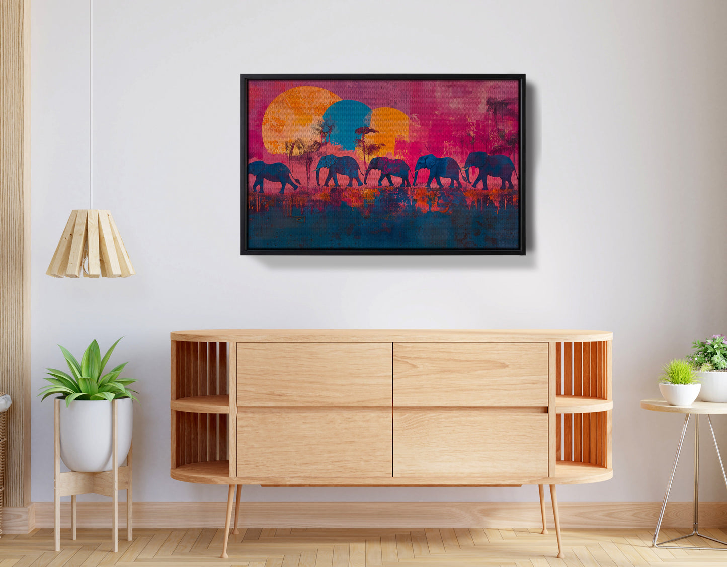 Elephant Silhouette Sunset African American canvas print view 26
