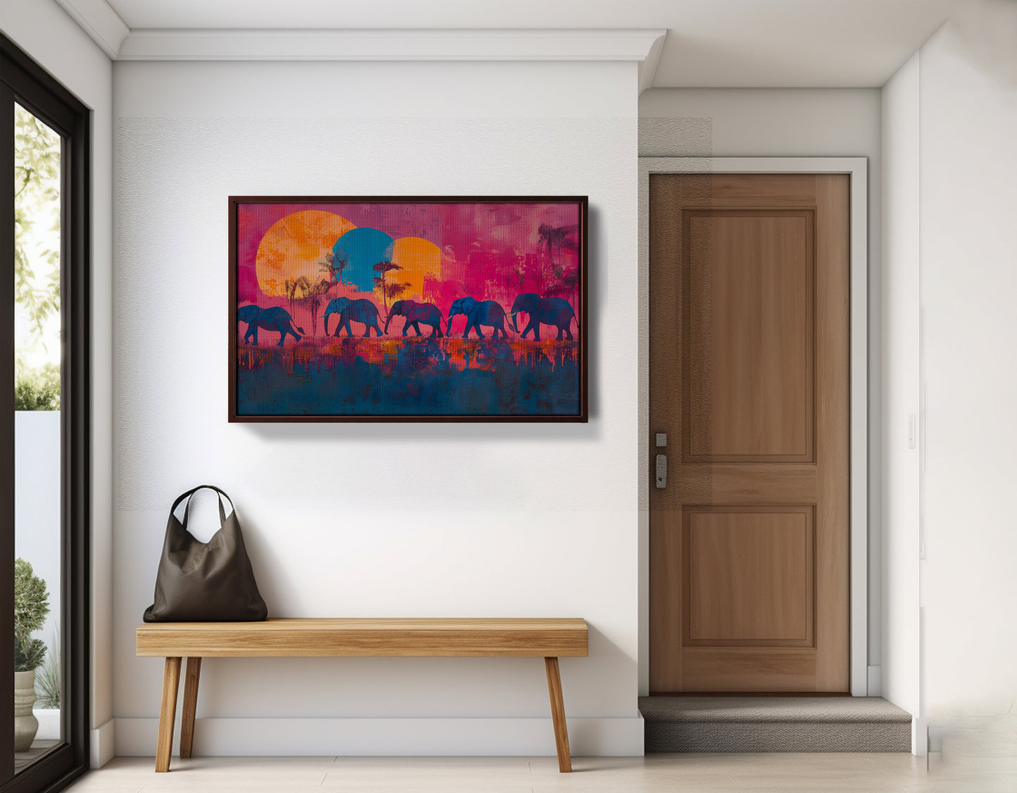 Elephant Silhouette Sunset African American canvas print view 35