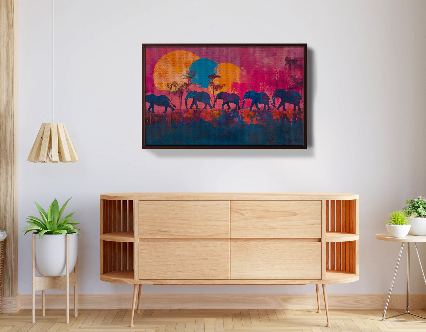 Elephant Silhouette Sunset African American canvas print view 32