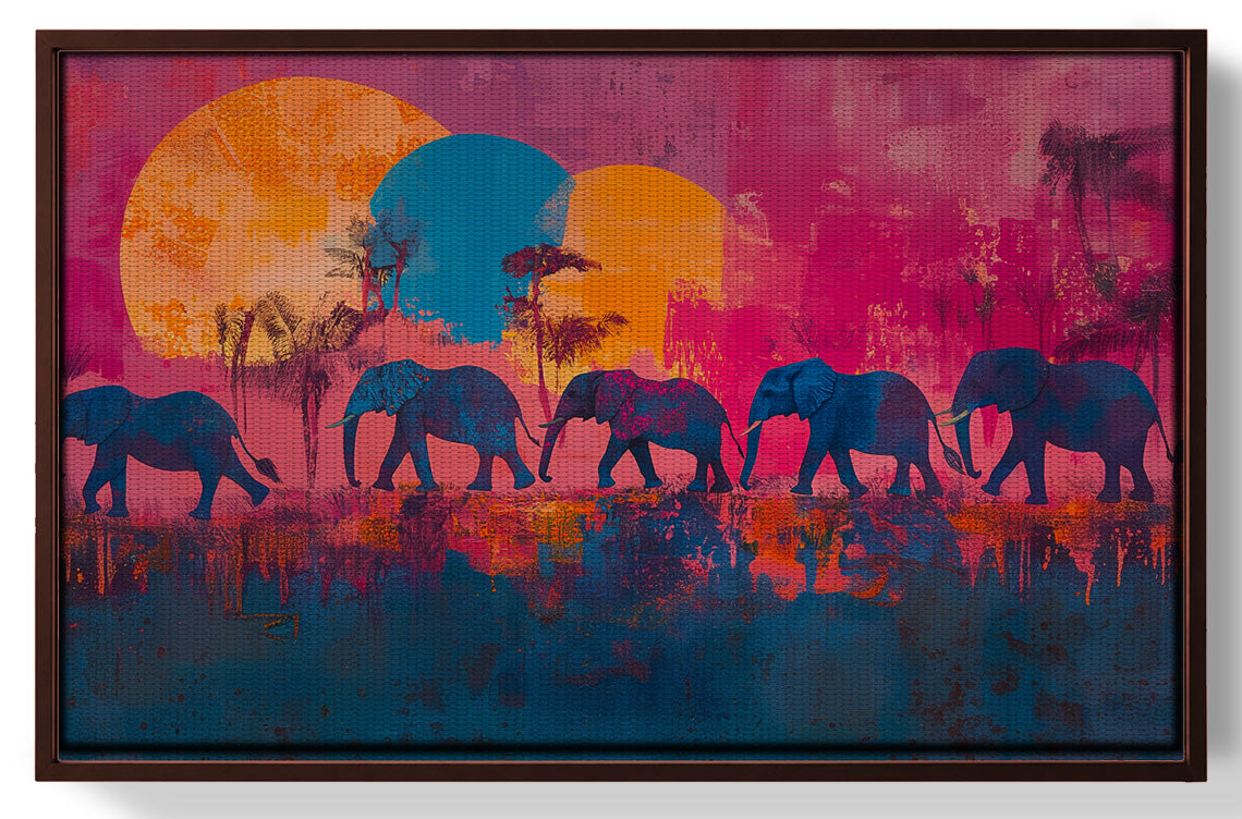 Elephant Silhouette Sunset African American canvas print view 31