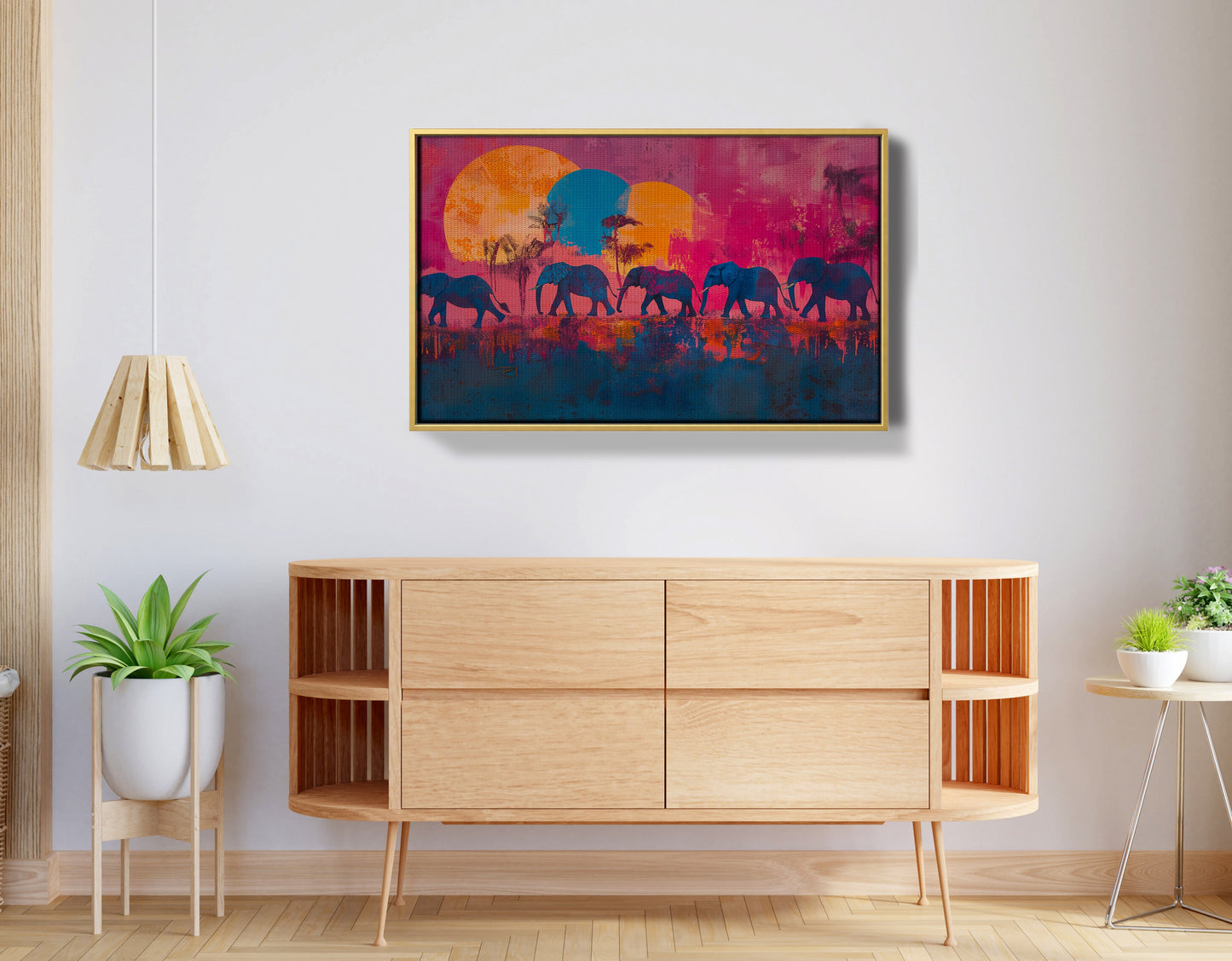 Elephant Silhouette Sunset African American canvas print view 38