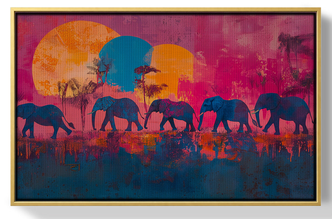 Elephant Silhouette Sunset African American canvas print view 37