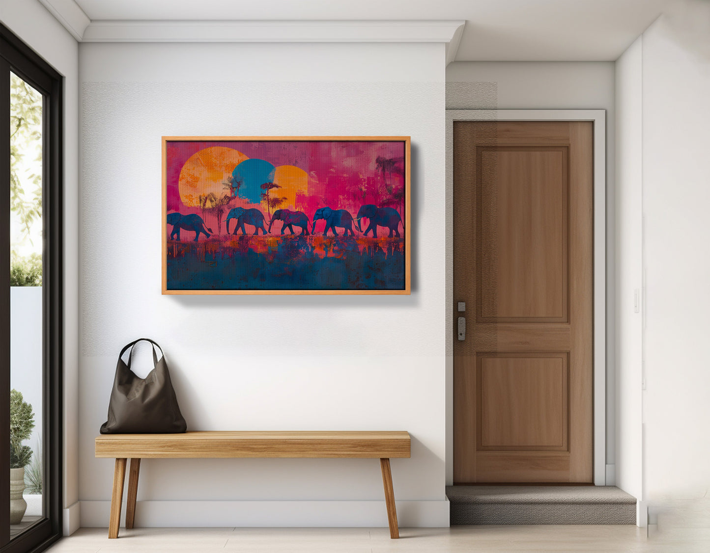 Elephant Silhouette Sunset African American canvas print view 47
