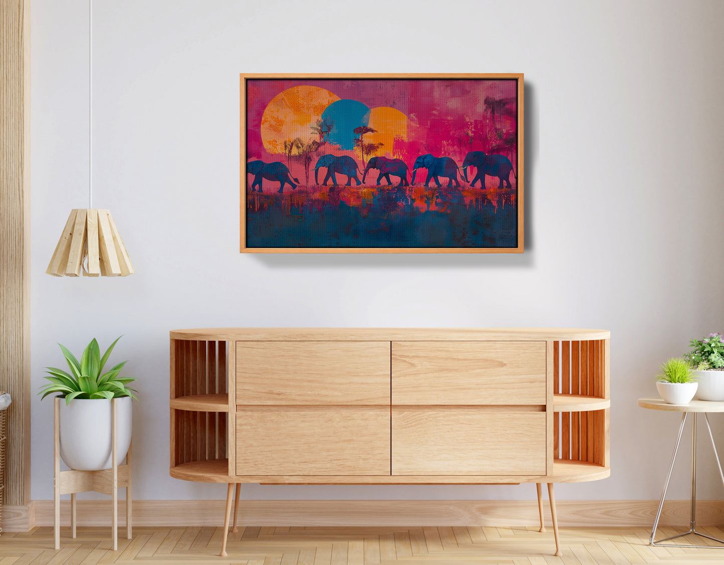 Elephant Silhouette Sunset African American canvas print view 44