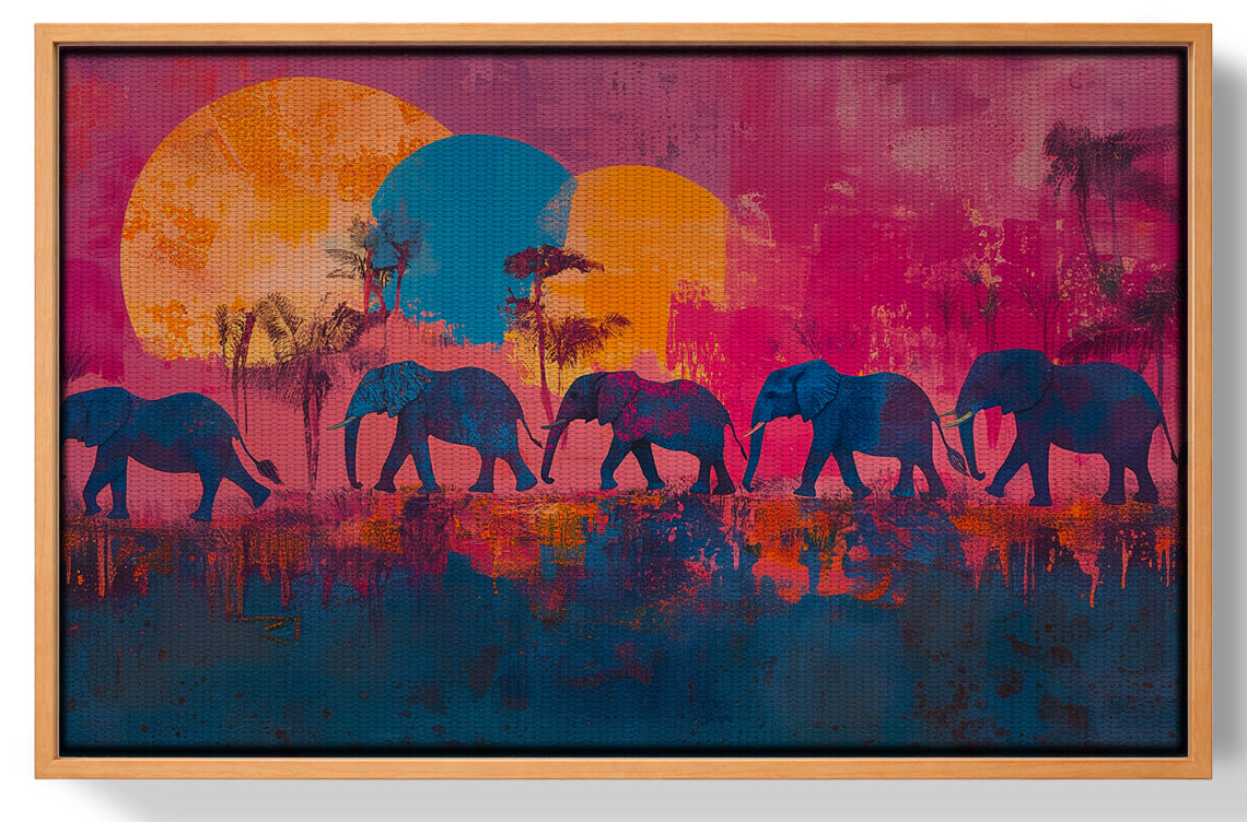 Elephant Silhouette Sunset African American canvas print view 43