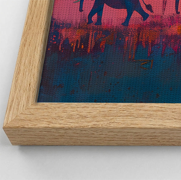 Elephant Silhouette Sunset African American canvas print view 52