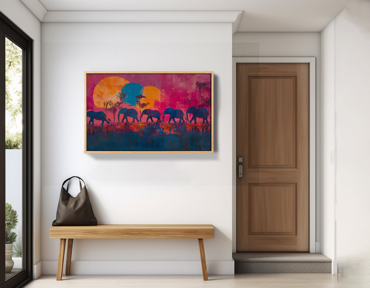 Elephant Silhouette Sunset African American canvas print view 53