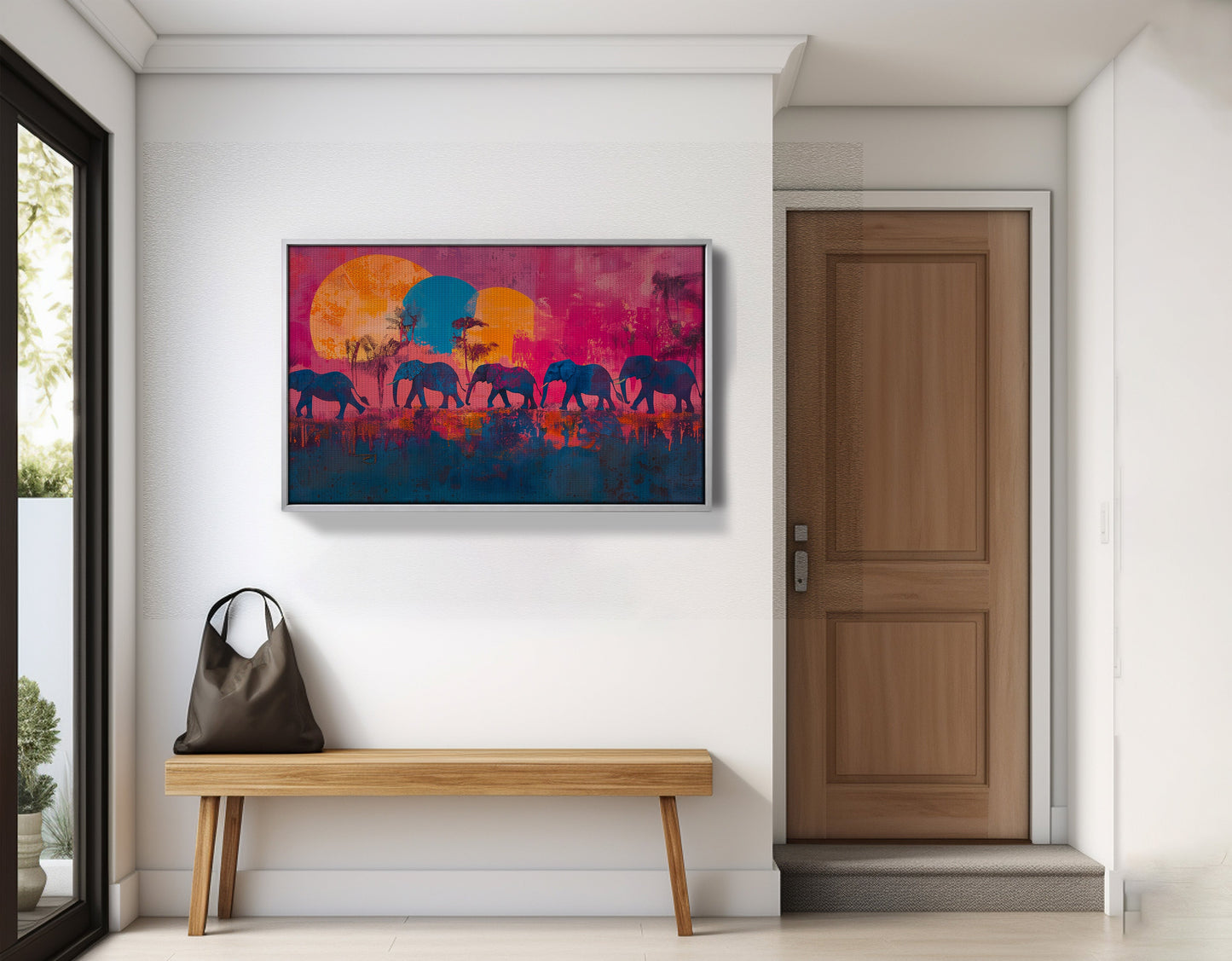 Elephant Silhouette Sunset African American canvas print view 59