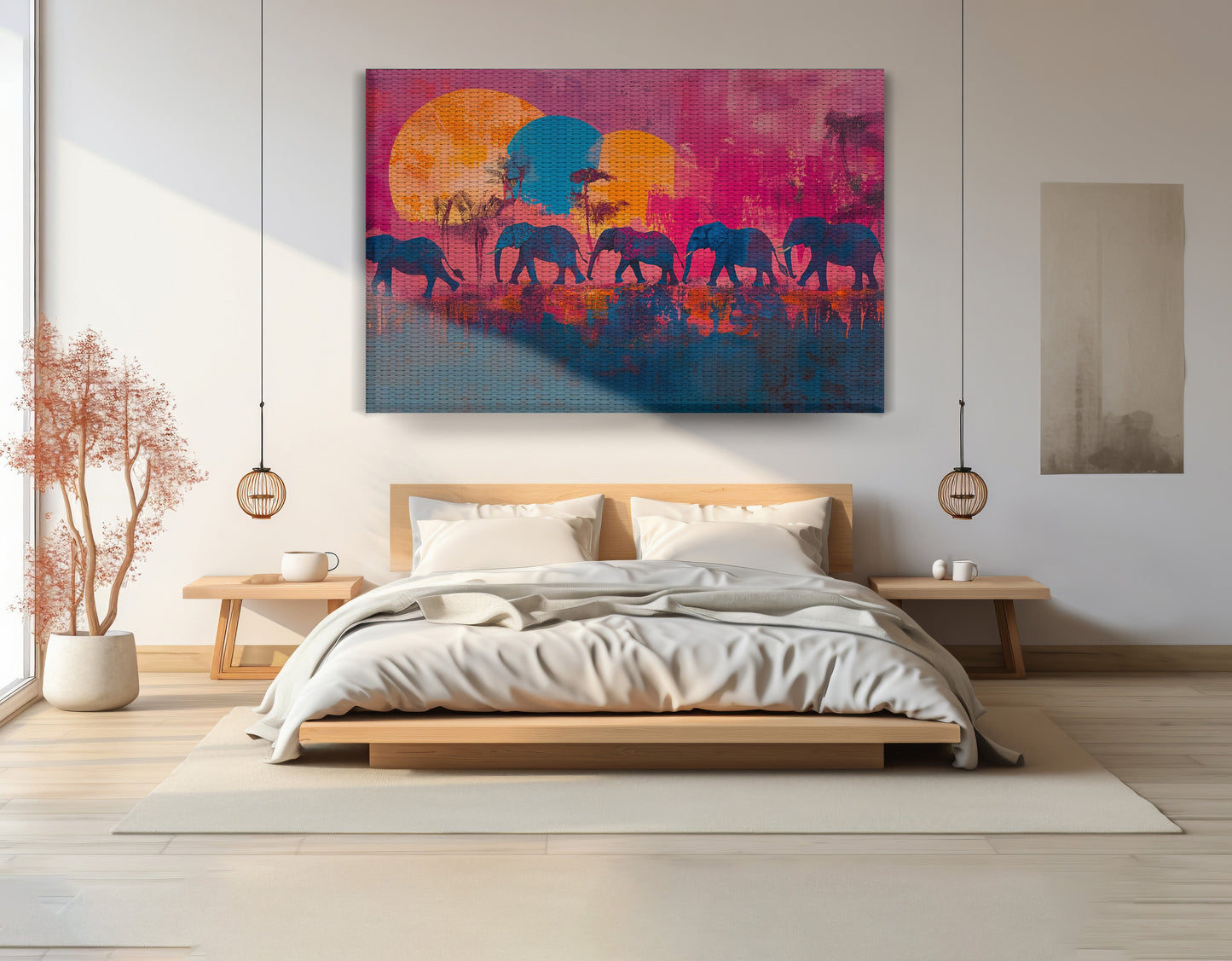 Elephant Silhouette Sunset African American canvas print view 15