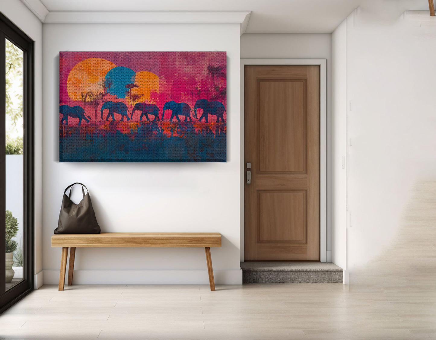 Elephant Silhouette Sunset African American canvas print view 17