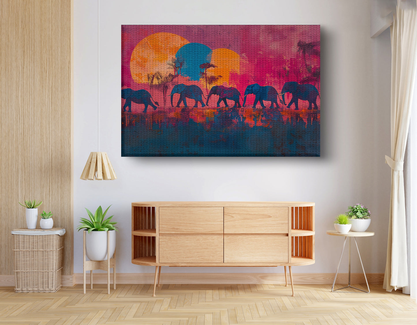 Elephant Silhouette Sunset African American canvas print view 14