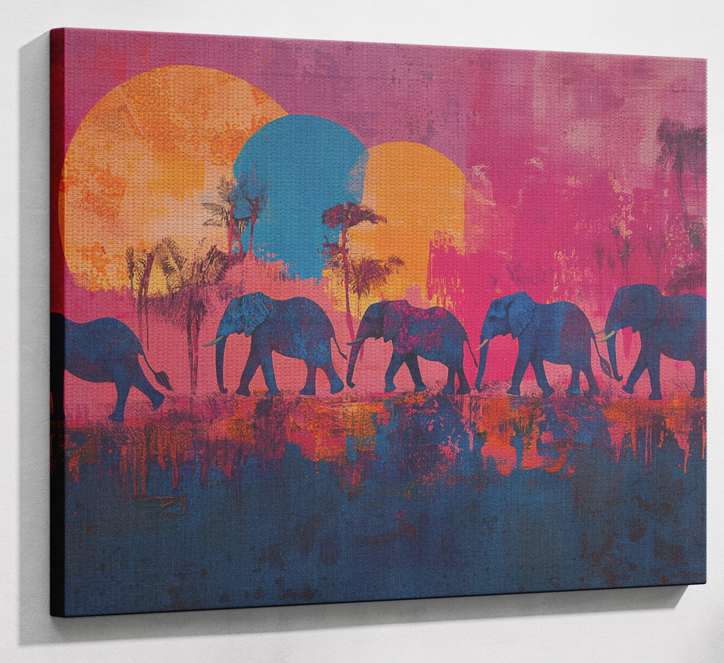 Elephant Silhouette Sunset African American canvas print view 13