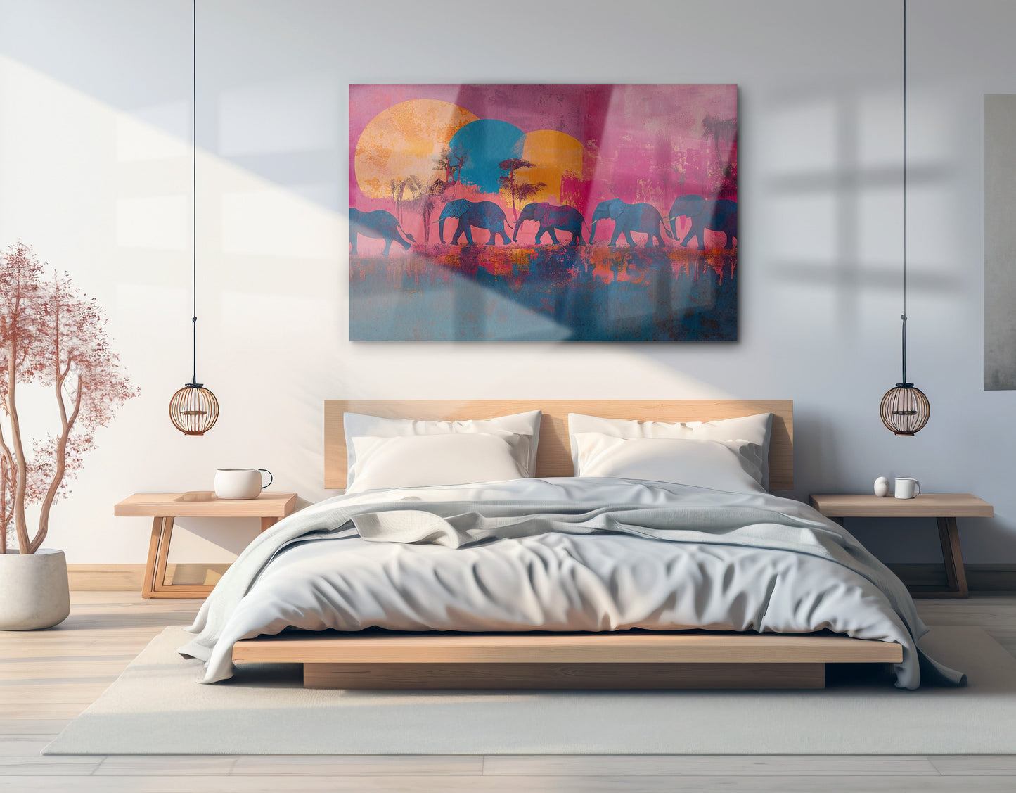 Elephant Silhouette Sunset African American canvas print view 21