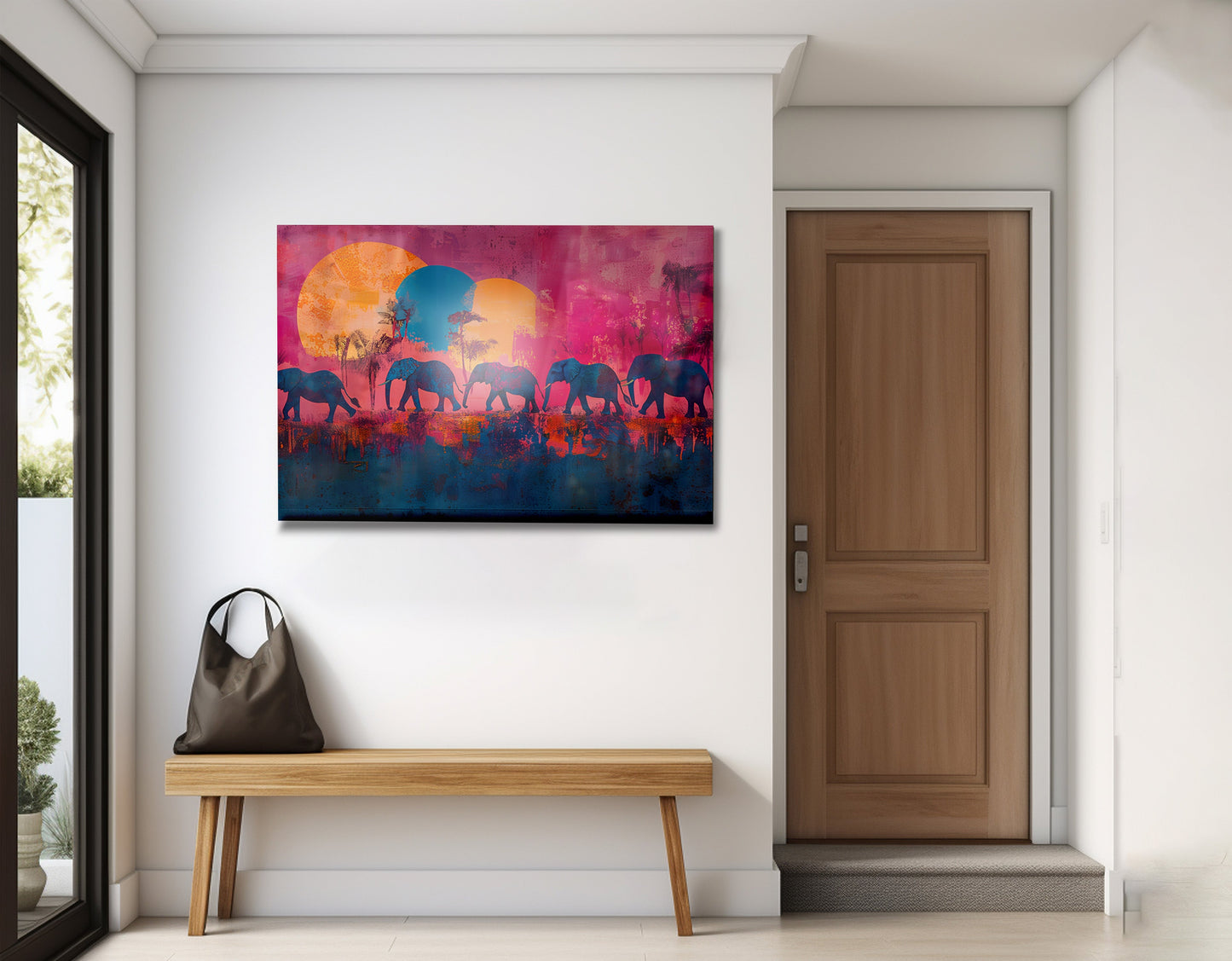 Elephant Silhouette Sunset African American canvas print view 23