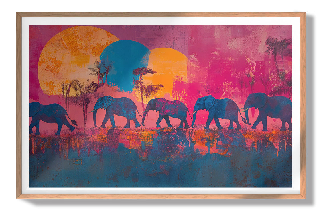 Elephant Silhouette Sunset African American canvas print view 79