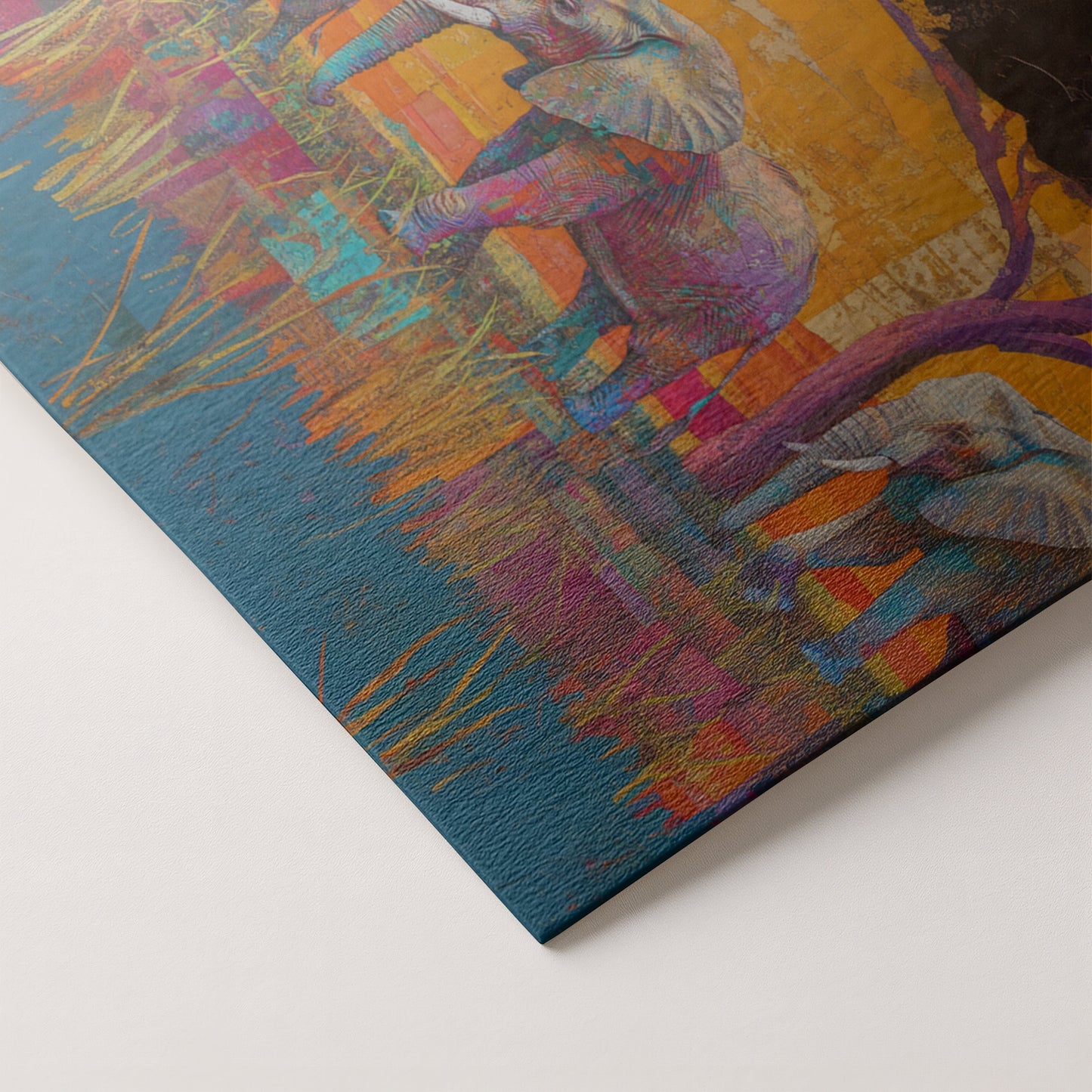 Golden Elephant Herd African American canvas print artwork by MoomZee Artwork