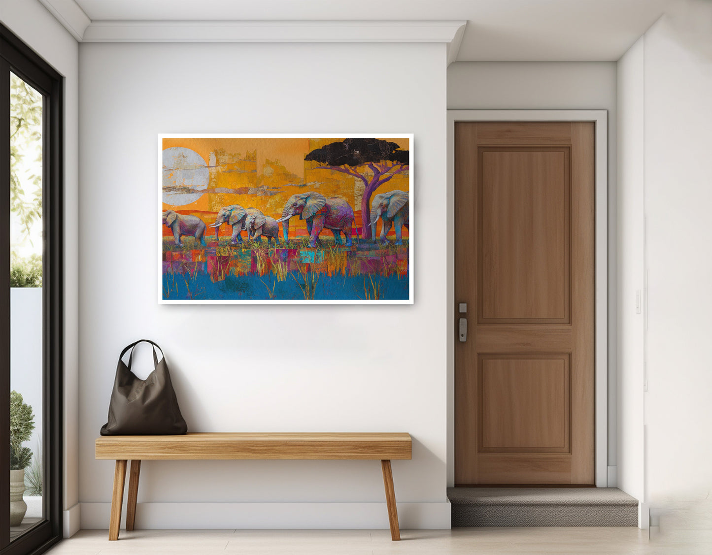 Golden Elephant Herd African American canvas print home decor view