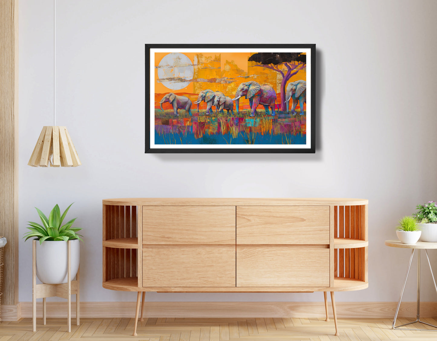 Golden Elephant Herd African American canvas print view 68
