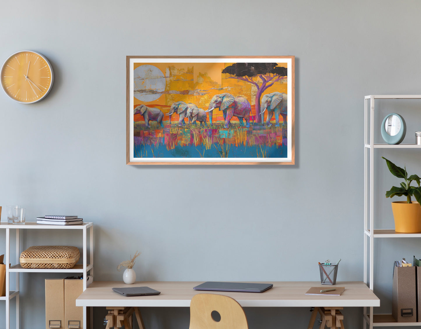 Golden Elephant Herd African American canvas print view 84