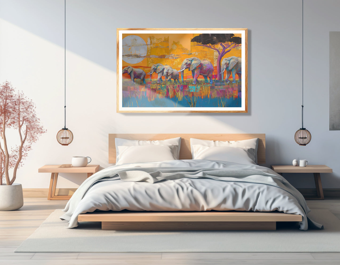 Golden Elephant Herd African American canvas print view 75