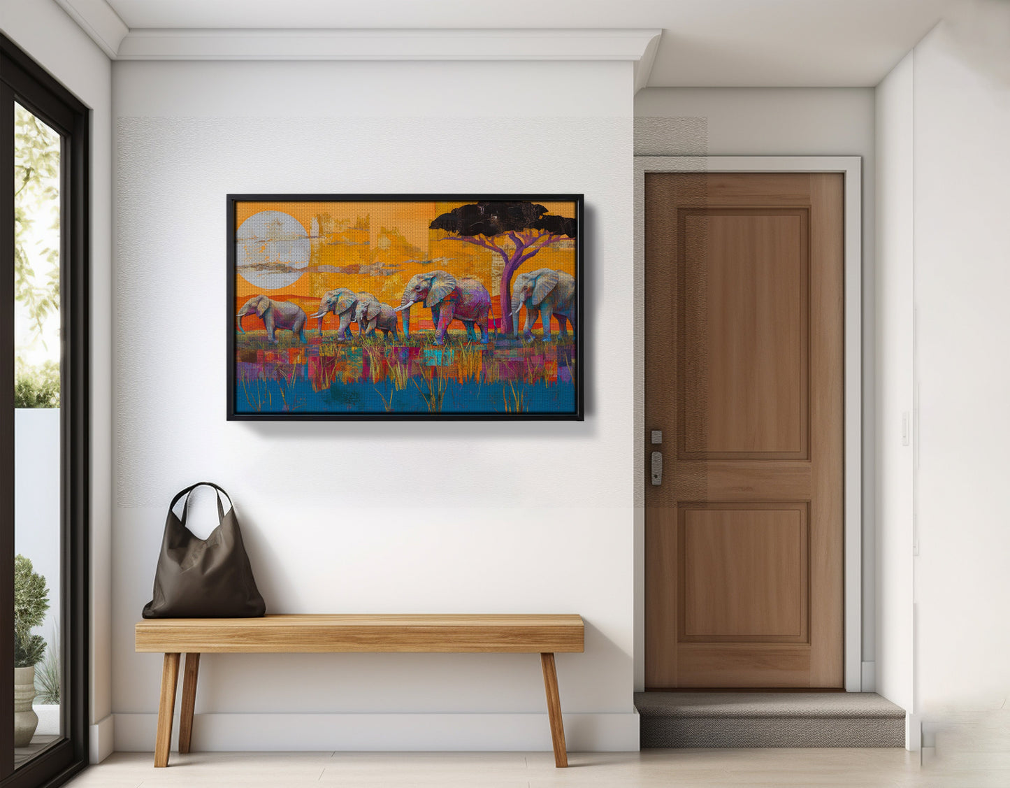 Golden Elephant Herd African American canvas print view 29