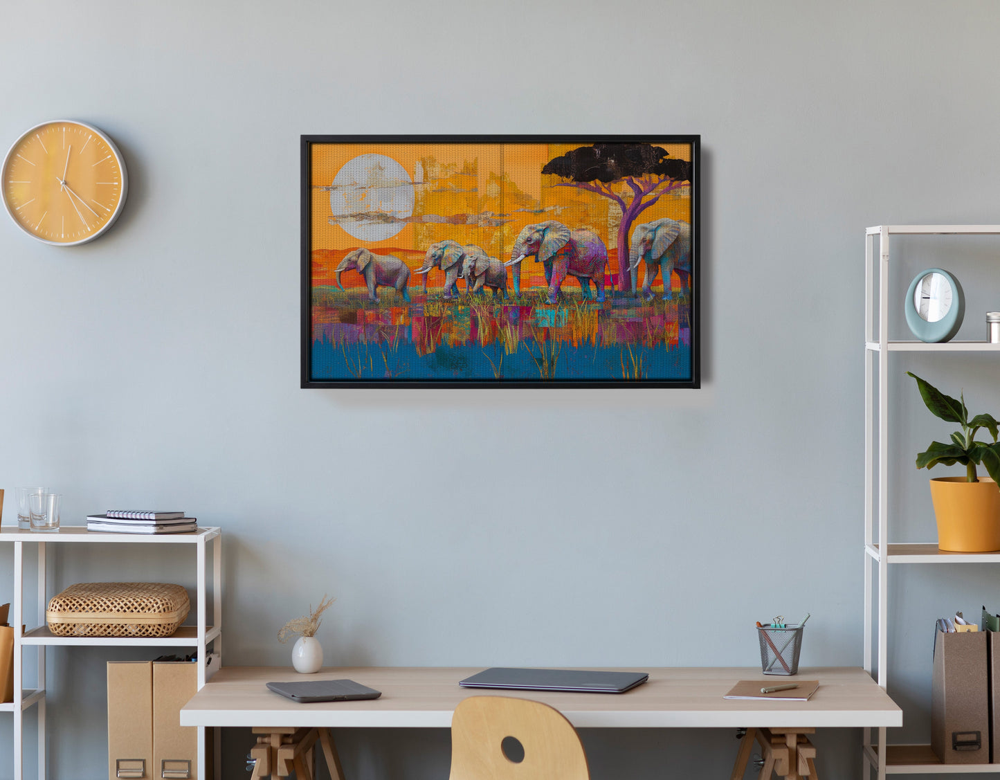 Golden Elephant Herd African American canvas print view 30