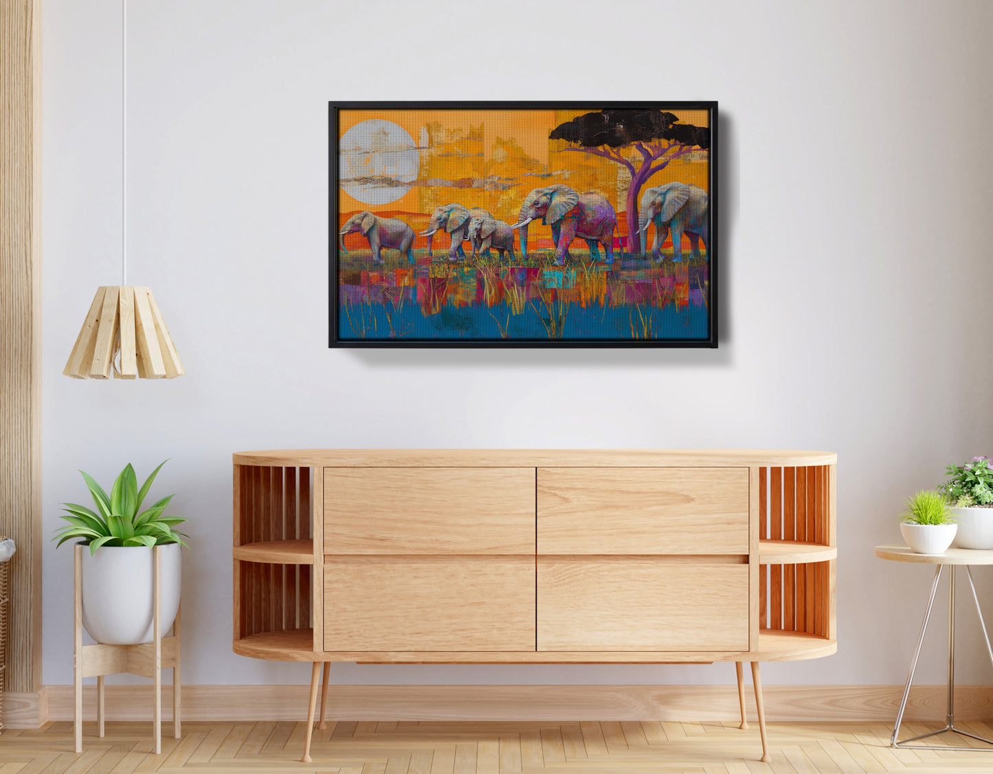 Golden Elephant Herd African American canvas print view 26