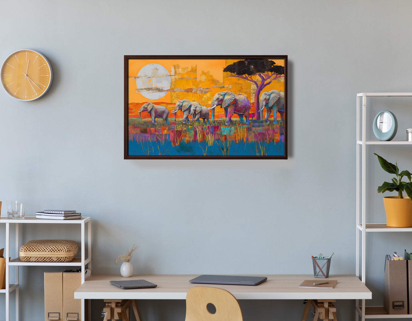 Golden Elephant Herd African American canvas print view 36