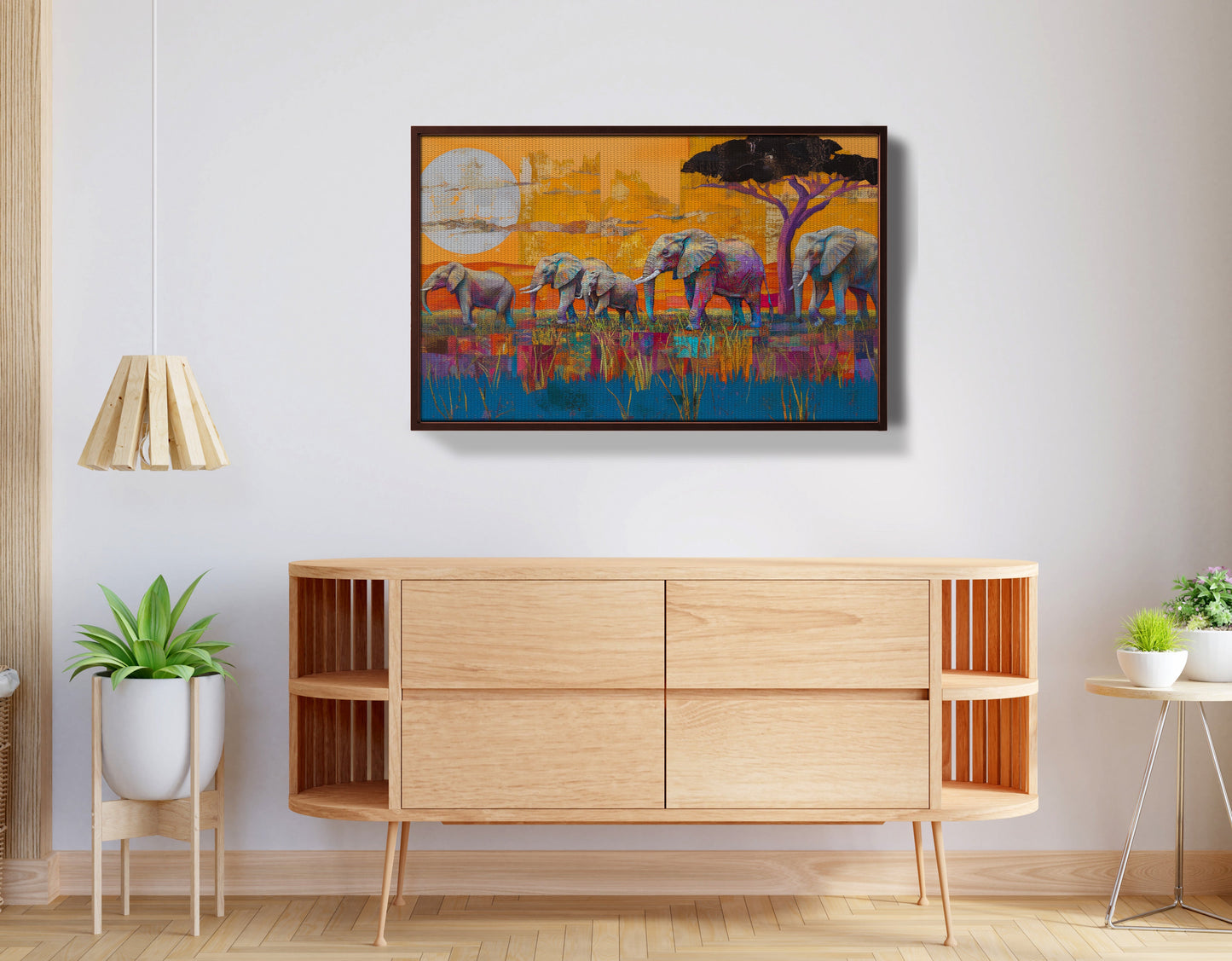 Golden Elephant Herd African American canvas print view 32