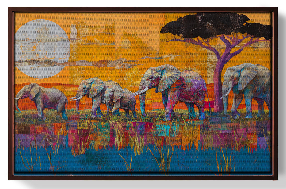 Golden Elephant Herd African American canvas print view 31
