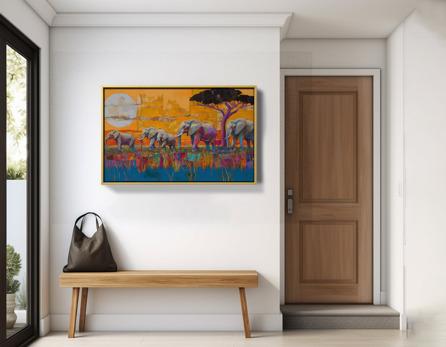 Golden Elephant Herd African American canvas print view 41