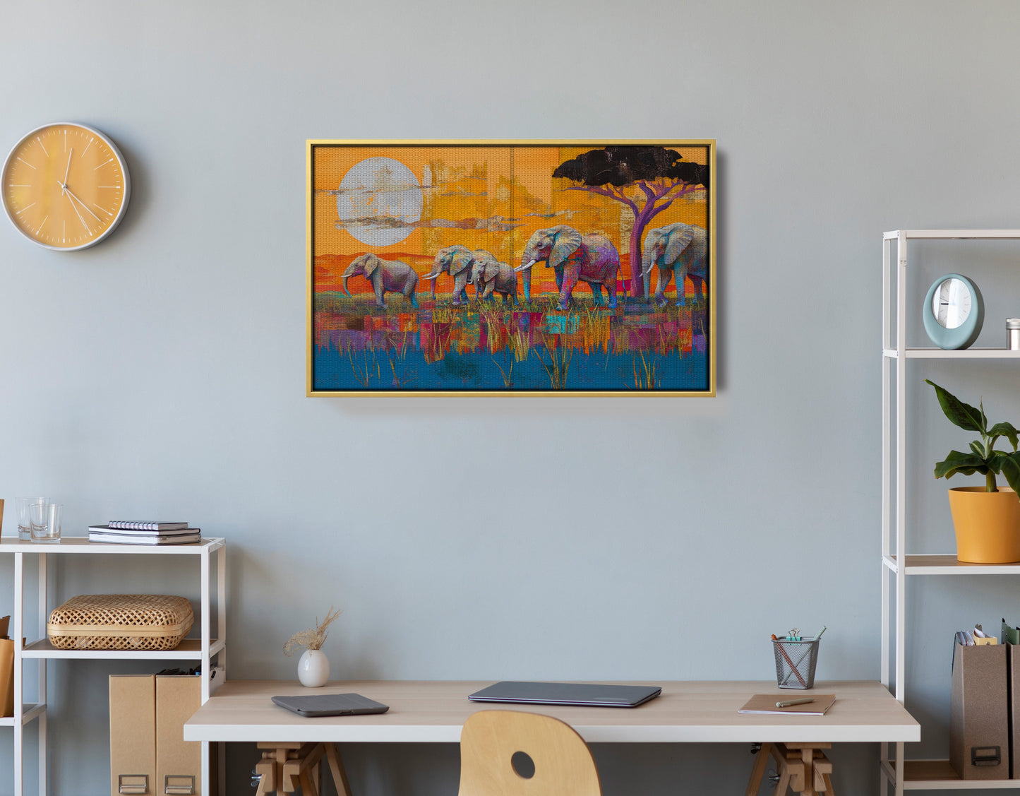 Golden Elephant Herd African American canvas print view 42
