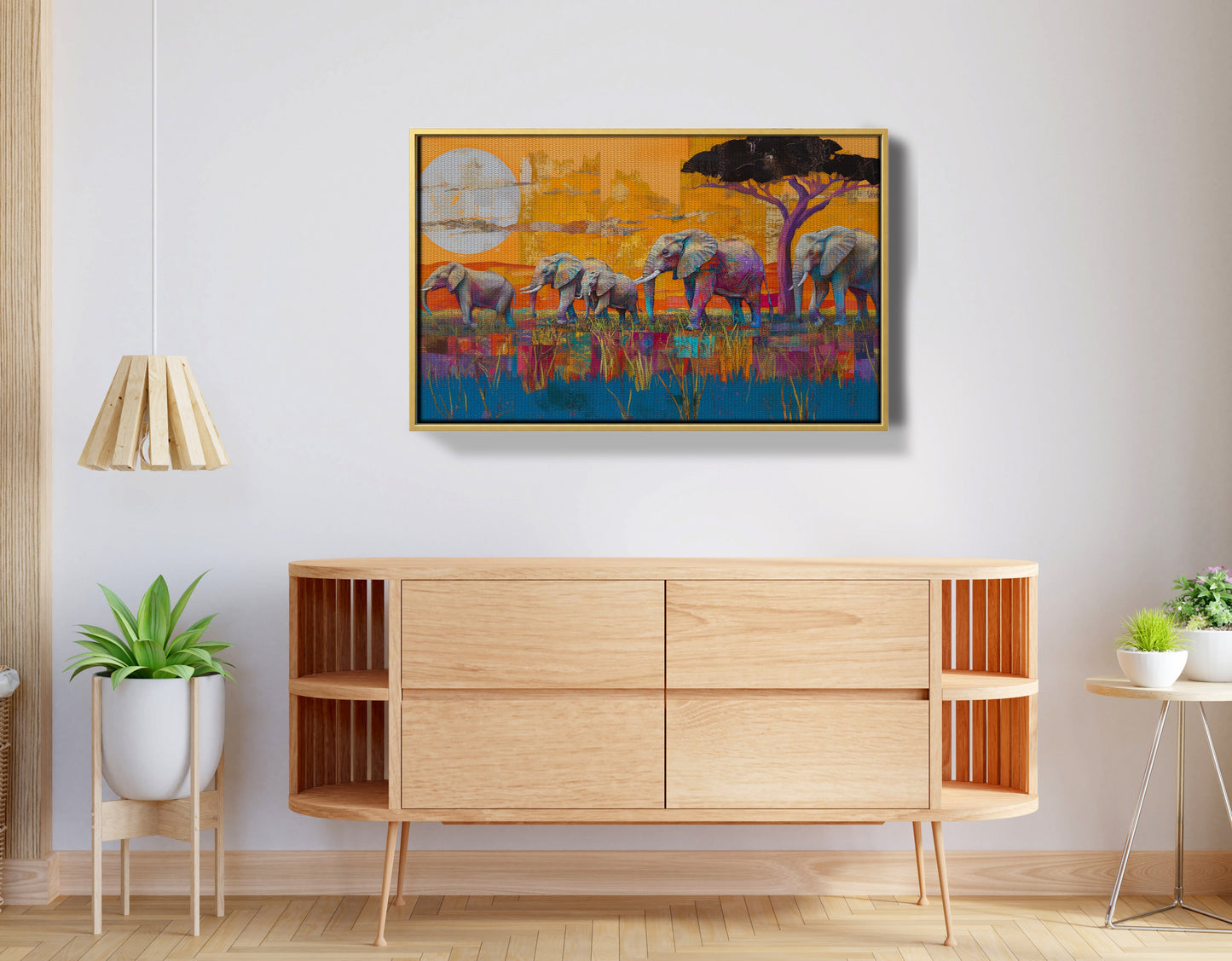 Golden Elephant Herd African American canvas print view 38