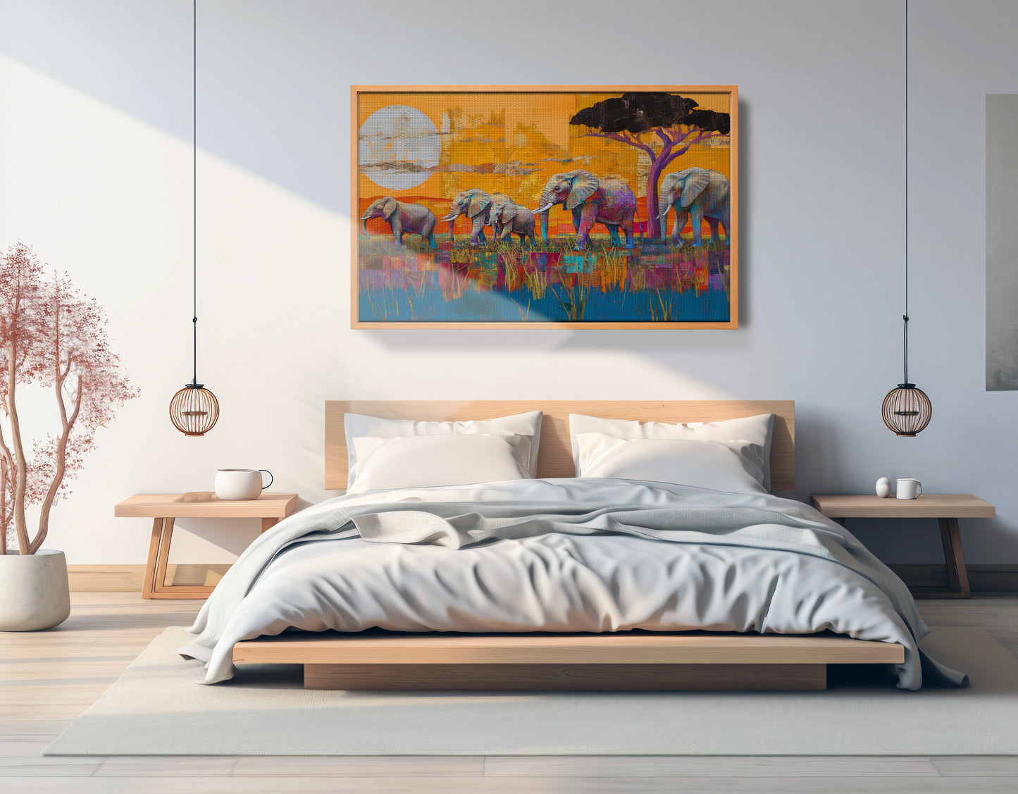 Golden Elephant Herd African American canvas print view 45