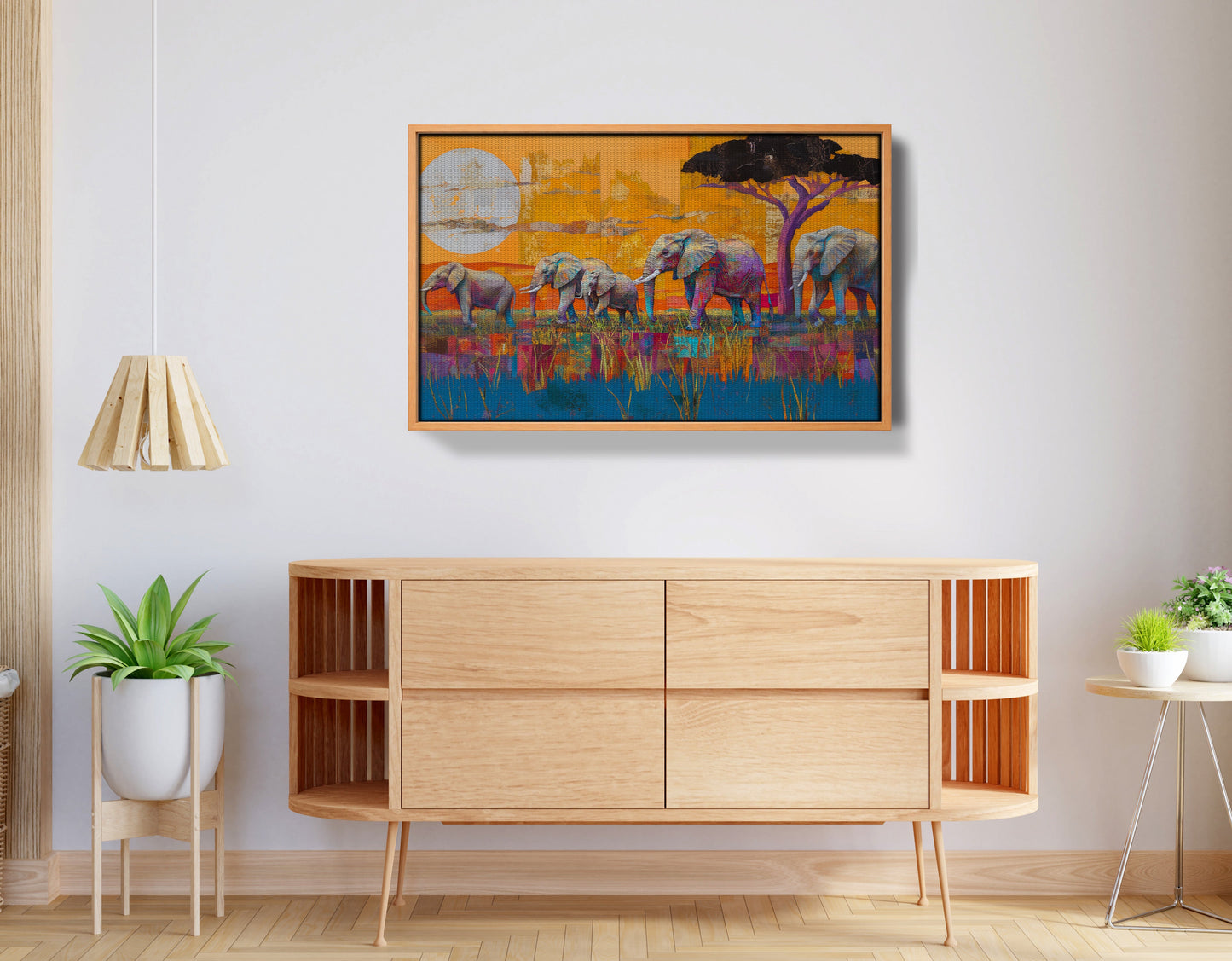Golden Elephant Herd African American canvas print view 44