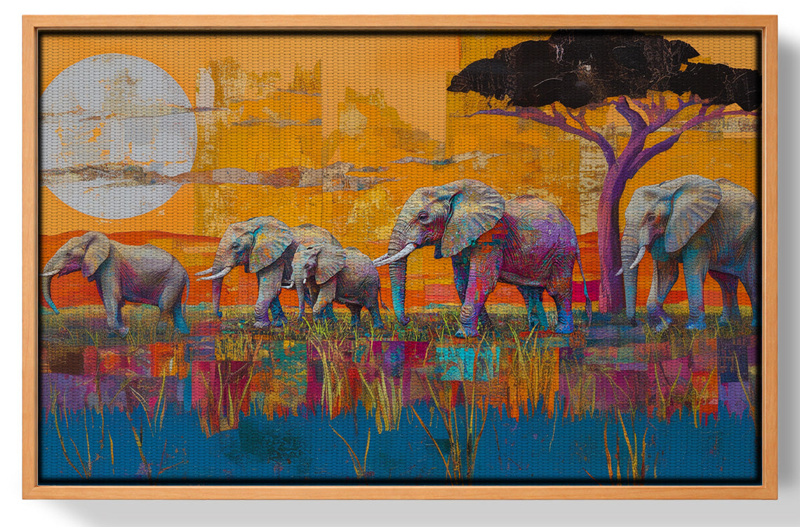 Golden Elephant Herd African American canvas print view 43