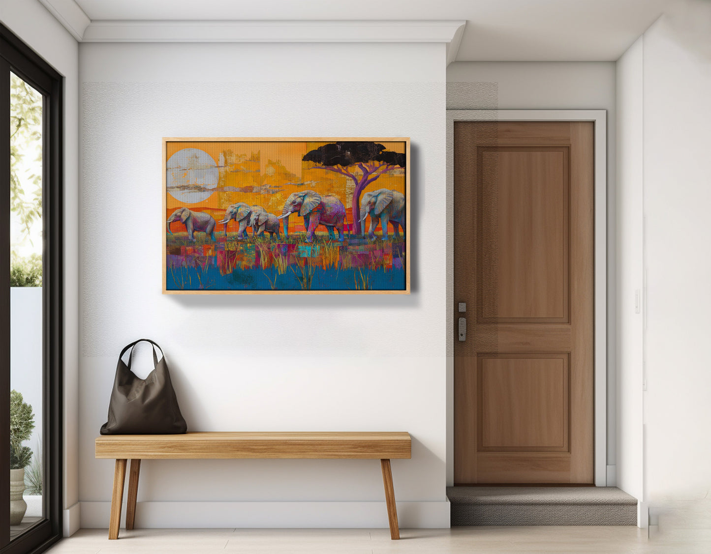 Golden Elephant Herd African American canvas print view 53