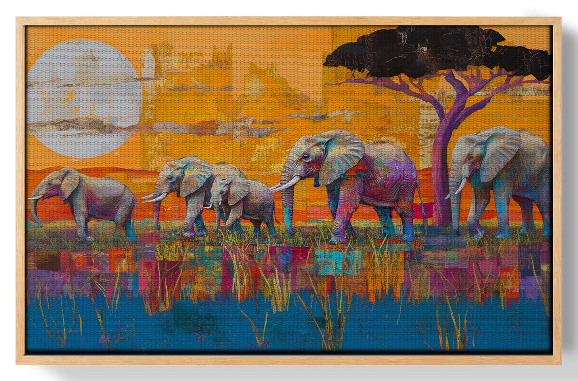 Golden Elephant Herd African American canvas print view 49