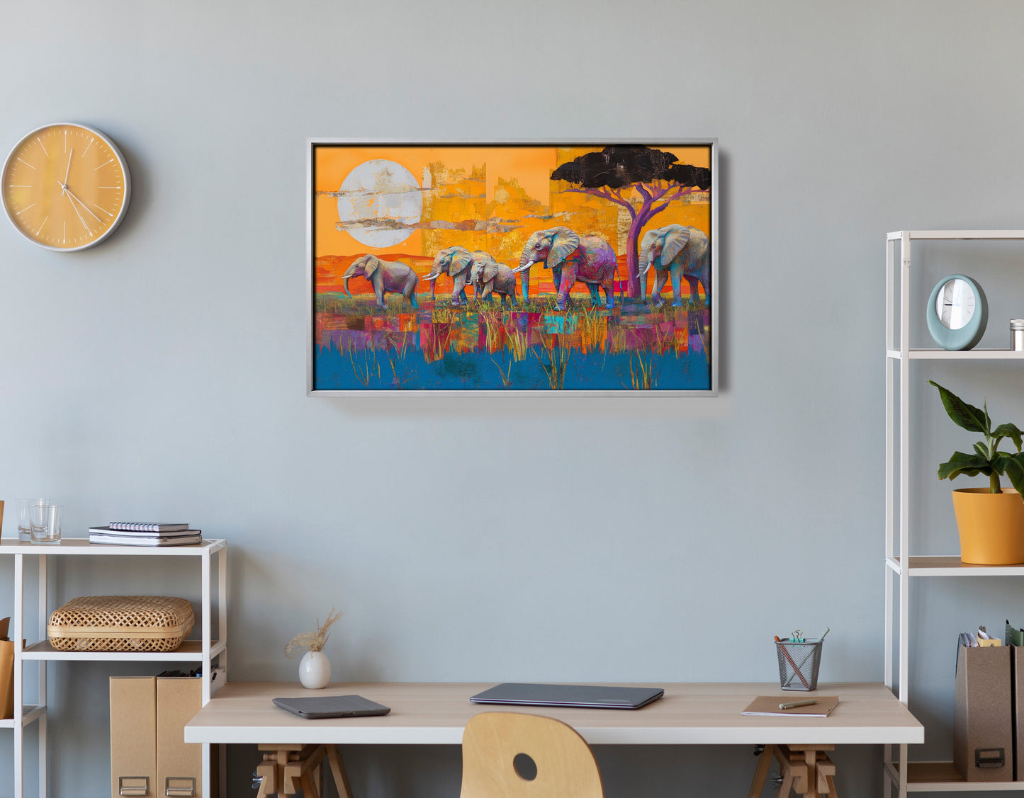 Golden Elephant Herd African American canvas print view 60