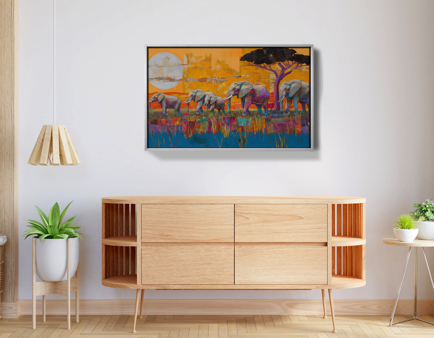 Golden Elephant Herd African American canvas print view 56