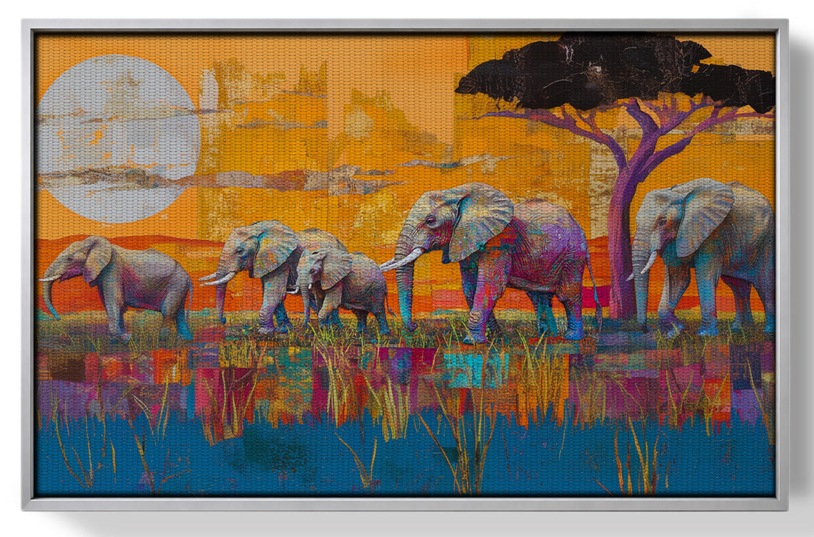 Golden Elephant Herd African American canvas print view 55