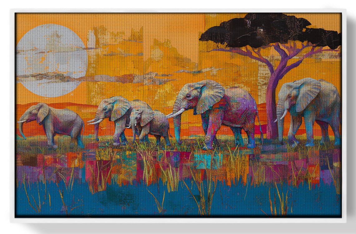 Golden Elephant Herd African American canvas print view 61