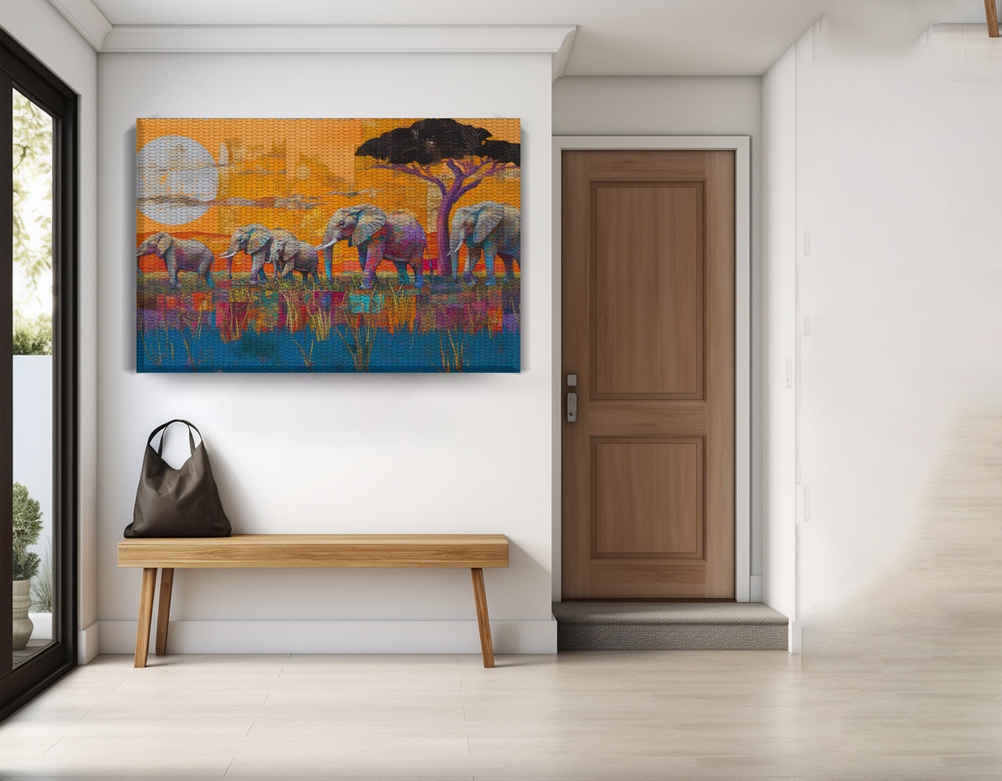 Golden Elephant Herd African American canvas print view 17