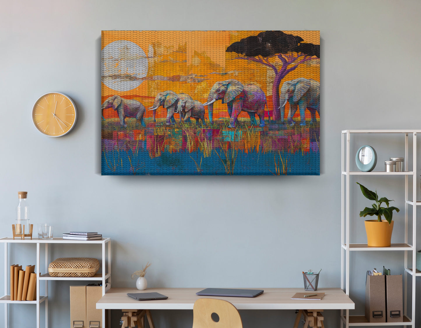 Golden Elephant Herd African American canvas print view 18