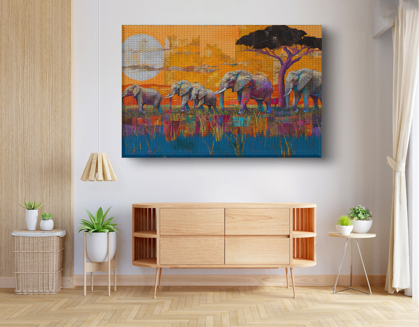 Golden Elephant Herd African American canvas print view 14