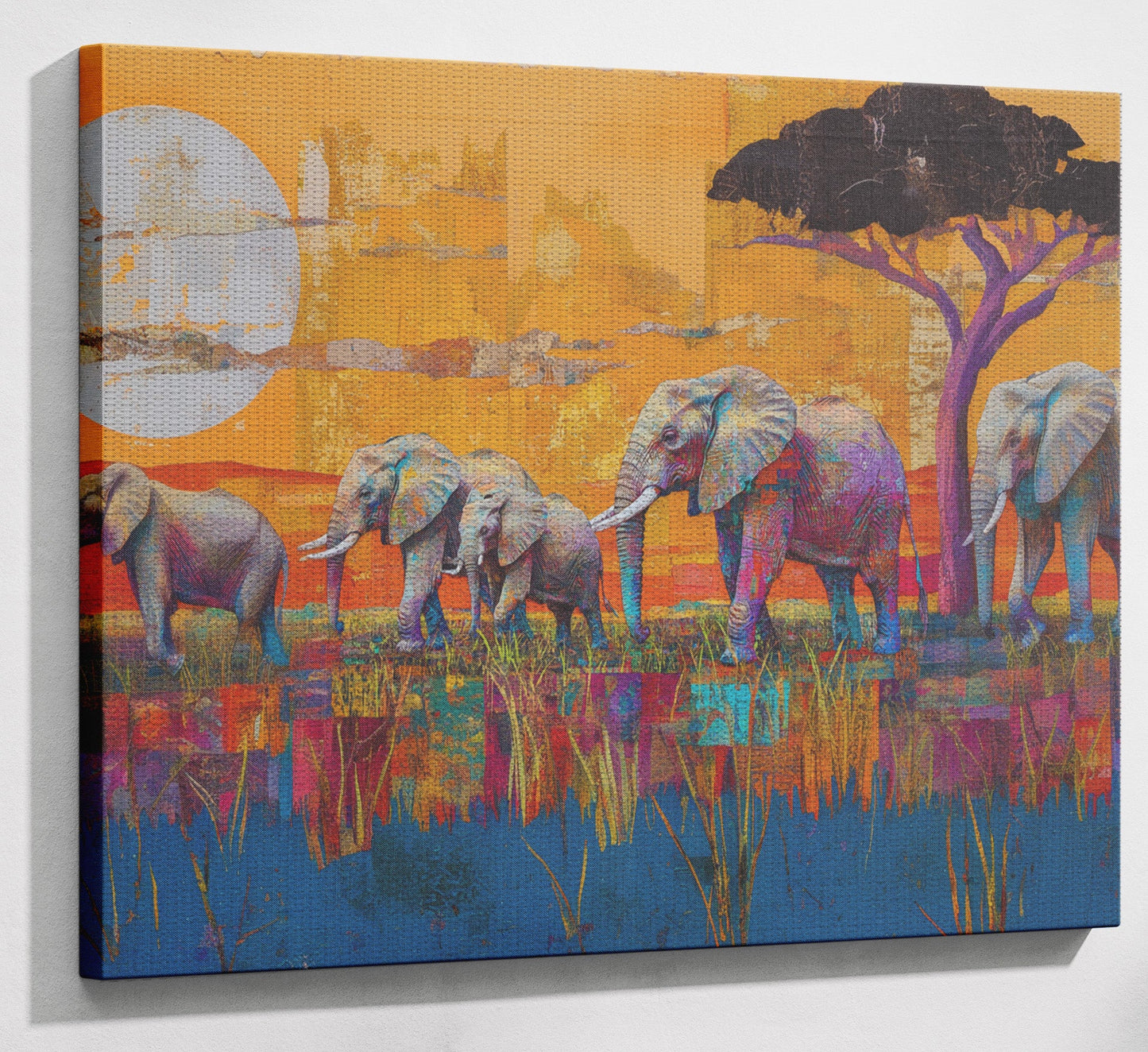 Golden Elephant Herd African American canvas print view 13