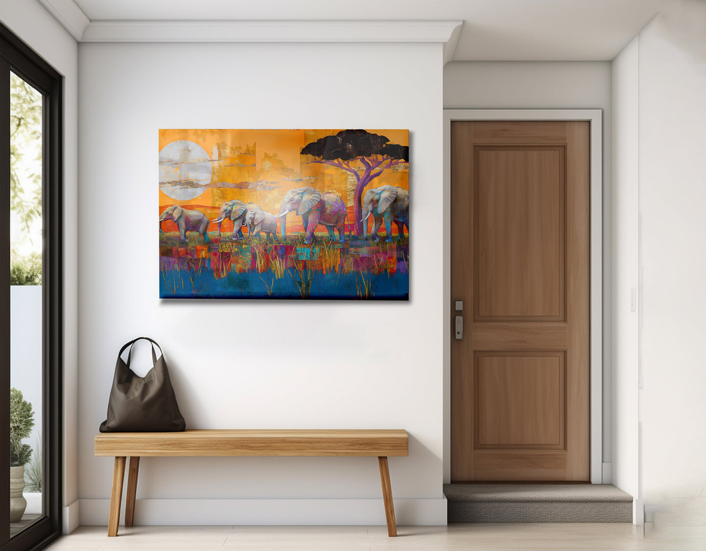 Golden Elephant Herd African American canvas print view 23