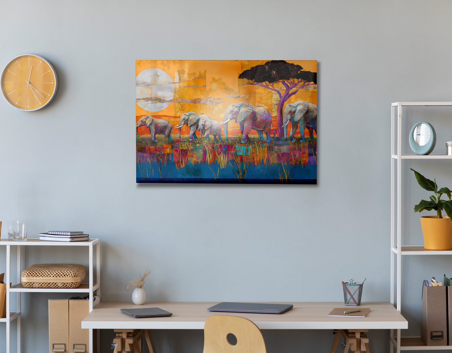 Golden Elephant Herd African American canvas print view 24