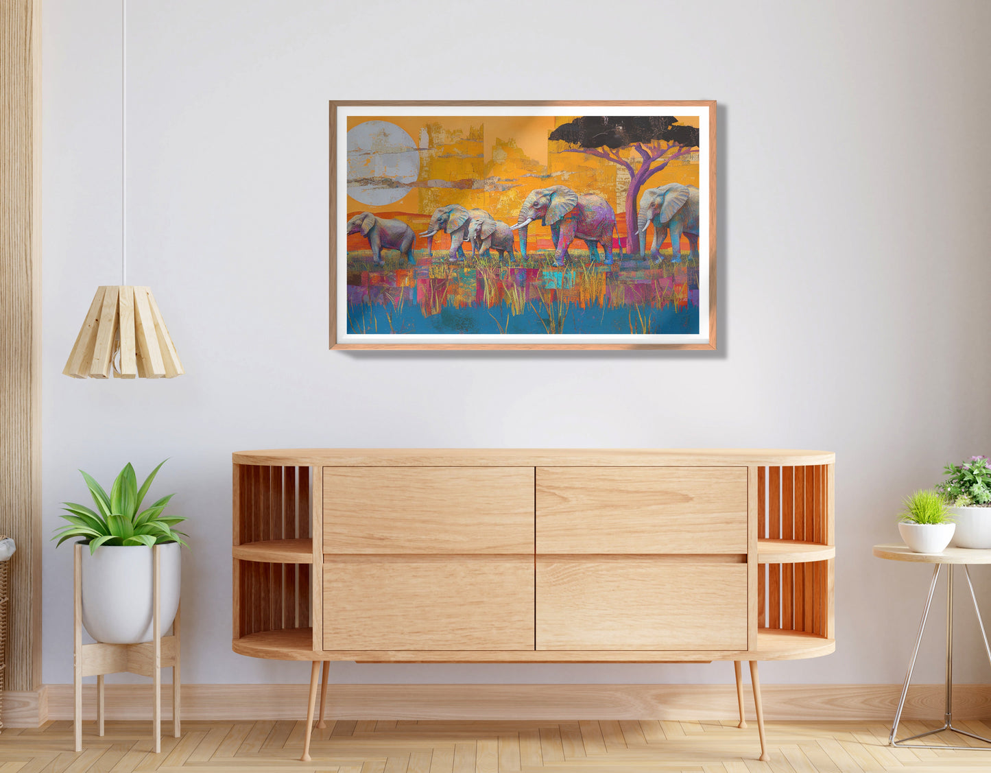 Golden Elephant Herd African American canvas print view 80