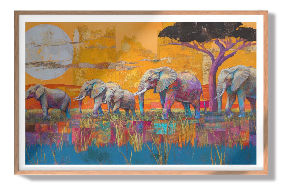 Golden Elephant Herd African American canvas print view 79